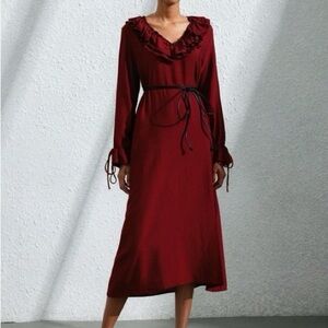 ZARA Burgundy Long Sleeve Dress - NO BELT, NWT